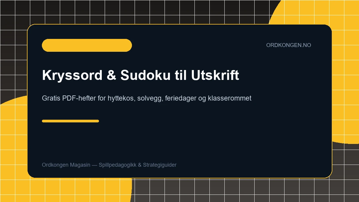 Gratis kryssord- og sudokuhefter til utskrift: Perfekt for hytteferien og bilturen